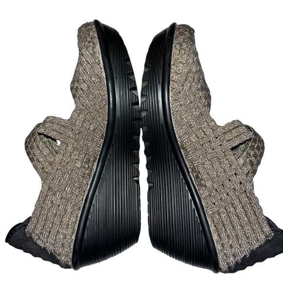 Bernie Mev BM Mary Jane Wedge Shoes Size 38 (US 7.5-8) Metallic Bronze Stretch - Picture 5 of 10